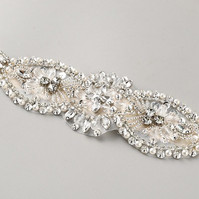 Flower Full Crystal Rhinestone Handmade Bridal Belts for Wedding Dresses AJEW-WH20006-233B-04-1
