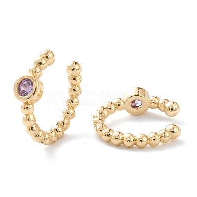 Brass Micro Pave Cubic Zirconia Cuff Earrings LS-EJEW-H109-01I-G-1