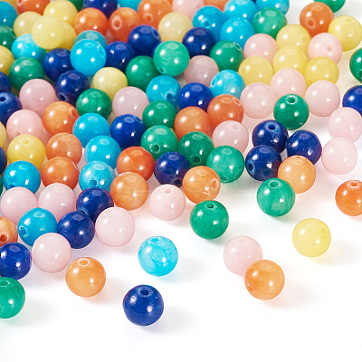 96Pcs 6 Colors Natural Mashan Jade Round Beads G-TA0002-36-1