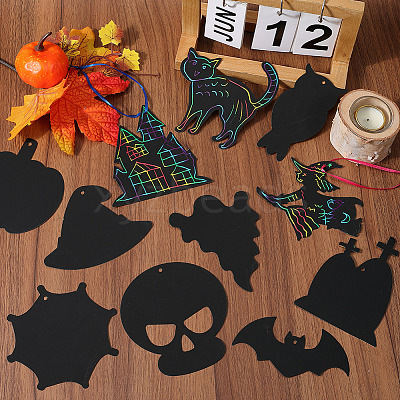 Halloween Rainbow Scratch Paper Art Pendant Decoration Kits DIY-WH20013-22-1