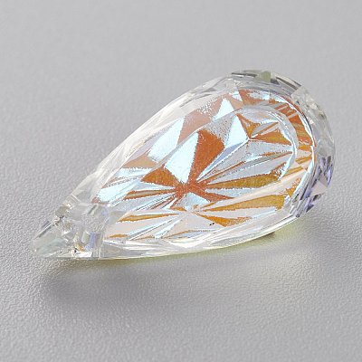 Embossed Glass Rhinestone Pendants GLAA-J101-06B-001SI-1