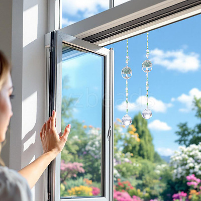 Glass Teardrop Window Hanging Suncatchers HJEW-TADJ0004-1