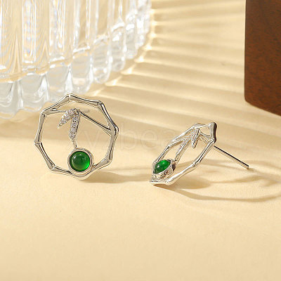 Brass Micro Pave Cubic Zirconia Stud Earrings for Women WGC9076-02-1