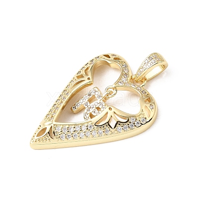 Brass Micro Pave Clear Cubic Zirconia Pendants KK-E799-01B-G-1