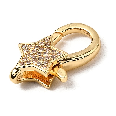 Brass Clear Cubic Zirconia Lobster Claw Clasps KK-Z078-49A-G-1