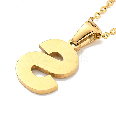 Ion Plating(IP) Initial Letter 304 Stainless Steel Pendant Necklaces NJEW-M199-01G-S-1