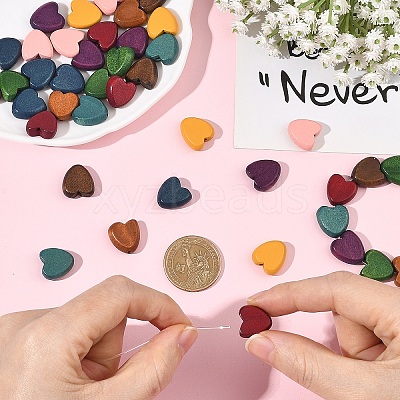 45Pcs 9 Colors Painted Natural Wood Beads WOOD-YW0002-03-1
