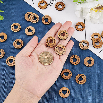 Undyed Wood Connectors Charms WOOD-BC0001-06-1