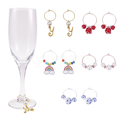 Brass Wine Glass Charm Rings KK-PH0035-15-1