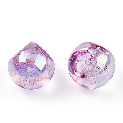 UV Plating Rainbow Iridescent Acrylic Beads X-OACR-G012-04E-1