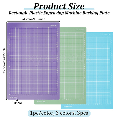3Pcs 3 Colors Rectangle Plastic Engraving Machine Backing Plate DIY-OC0012-23-1