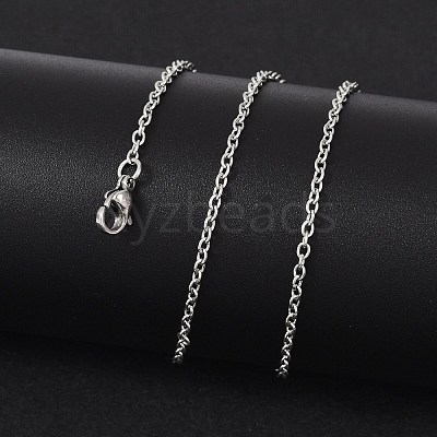 Non-Tarnish Classic Plain 304 Stainless Steel Mens Womens Cable Chain Necklace Making STAS-P045-01P-A-1