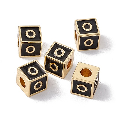 Rack Plating Brass Enamel Beads KK-B060-04G-01O-1