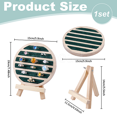 Round Wooden Ring Display Easels RDIS-WH0032-005B-1