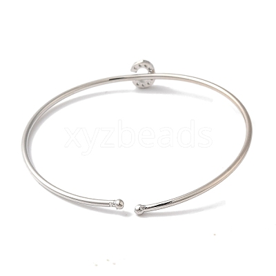 Rack Plating Brass Micro Pave Clear Cubic Zirconia Letter Open Cuff Bangles BJEW-A018-01P-C-1