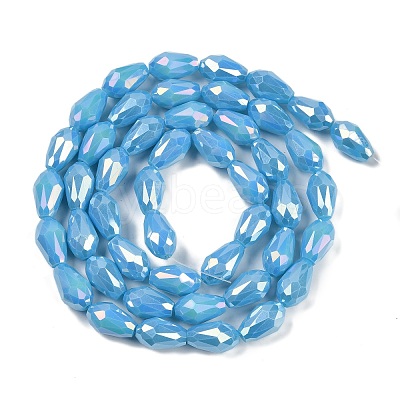 Opaque Solid Color Electroplate Glass Beads Strands EGLA-N013-P6mm-B10-1