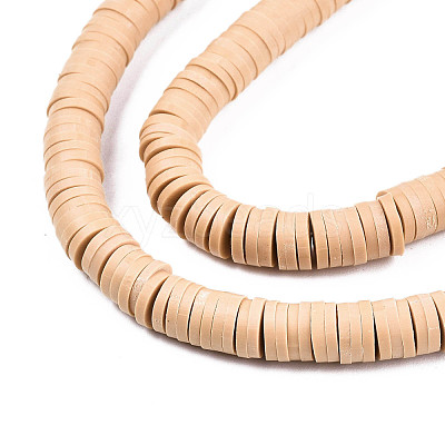 Flat Round Handmade Polymer Clay Bead Spacers CLAY-R067-4.0mm-37-1