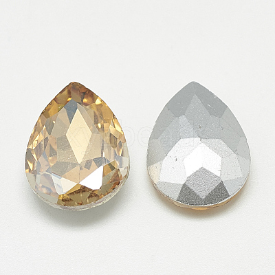 Pointed Back Glass Rhinestone Cabochons RGLA-T081-13x18mm-06-1