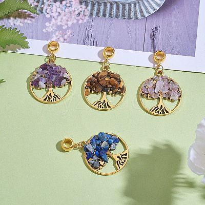 20Pcs 4 Styles Natural Mixed Stone Chip European Dangle Charms G-SZ0002-18-1