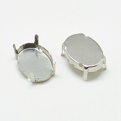 Non-Tarnish 201 Stainless Steel Sew on Prong Settings STAS-T032-03-10x14mm-1