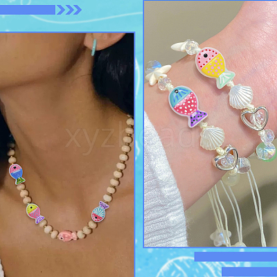16Pcs 8 Colors Painted Glass Beads LAMP-PA0001-38-1