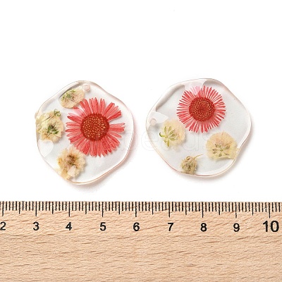 Inner Dried Flower Transparent Resin Pendants RESI-A043-04B-1