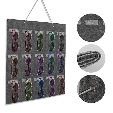 15 Grids Felt Hanging Jewely Sunglassed Organizer Display Rolls for Eyeglass PW-WG0EF5C-02-1