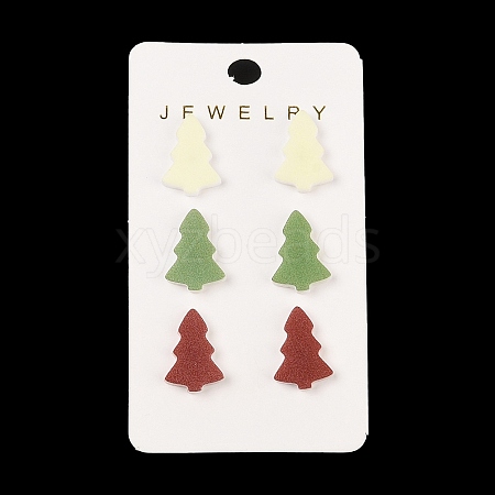 Christmas Theme Acrylic Stud Earrings for Women EJEW-U016-07P-1