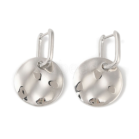 Flat Round Brass Hoop Earrings for Women EJEW-Q389-08P-1