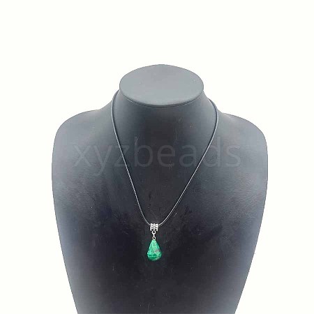 Faceted Synthetic Malachite Teardrop Pendant Necklaces for Women HH3388-7-1