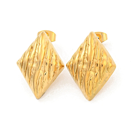 Rhombus 304 Stainless Steel Ear Studs EJEW-L290-008G-1