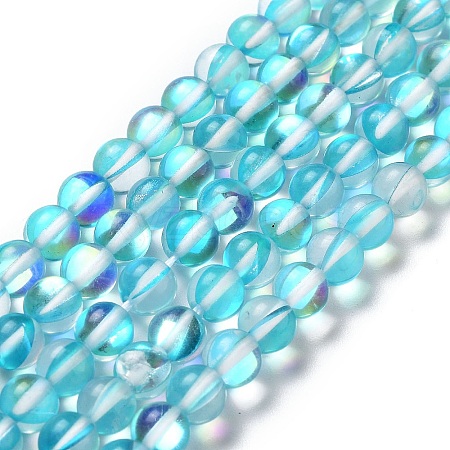 Synthetic Moonstone Beads Strands G-P528-J01-17-1