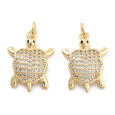 Brass Pave Clear Cubic Zirconia Pendants KK-U009-12E-G-1