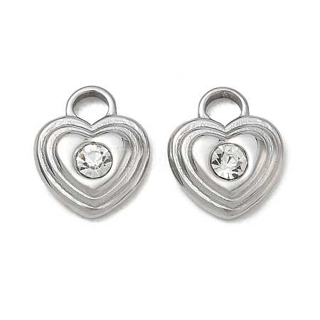 304 Stainless Steel Micro Pave Clear Cubic Zirconia Charms SA-CBA1CA2-08P-1