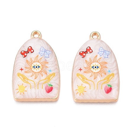 Printed Rack Plating Alloy Enamel Pendants ENAM-T020-03D-1