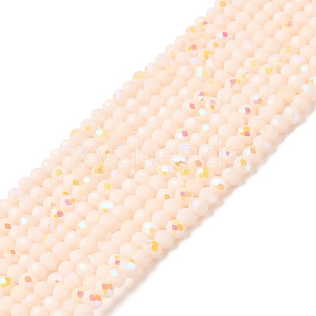 Electroplate Opaque Solid Color Glass Beads Strands EGLA-A034-P4mm-L18-1