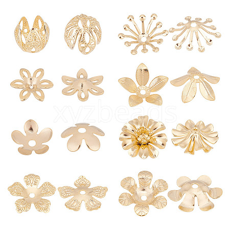 ARRICRAFT 48Pcs 8 Styles Brass Fancy Bead Caps KK-AR0004-11-1