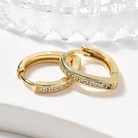 Brass Micro Pave Clear Cubic Zirconia Huggie Hoop Earrings EJEW-A058-26G-1