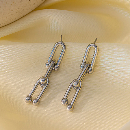 304 Stainless Steel U-Shaped Stud Dangle Earrings WG3771C-06-1