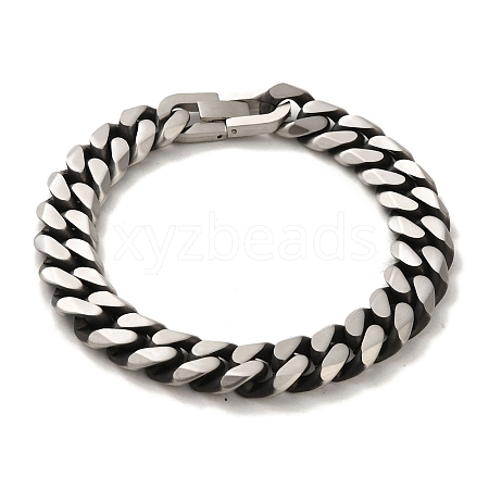 304 Stainless Steel Cuban Link Chain Bracelets for Women Men BJEW-Q341-15F-AS-1