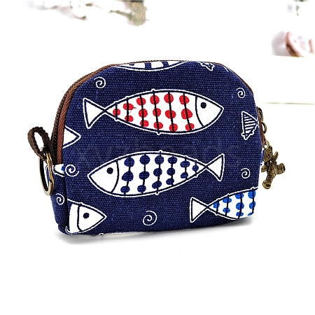 Cartoon Fish Printed Cloth Zipper Wallets PW-WGE0DD7-05-1