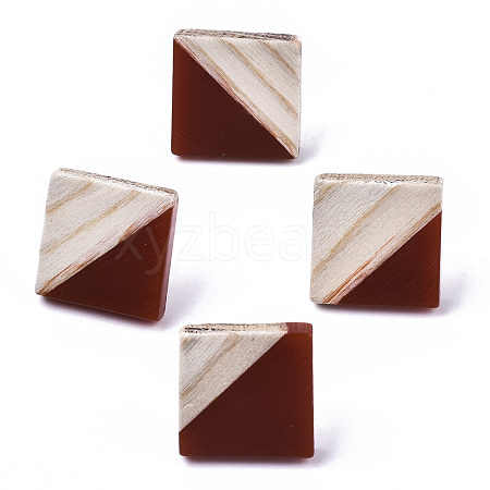 Opaque Resin & Wood Stud Earrings EJEW-N017-005A-B03-1