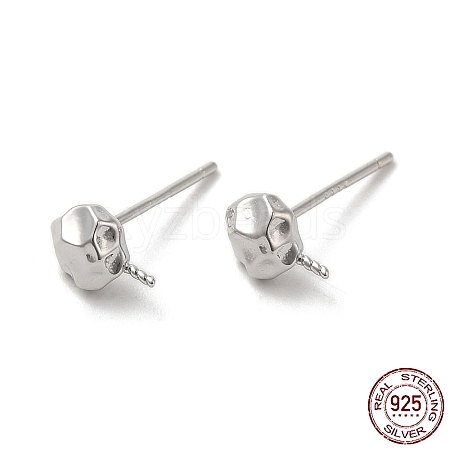 Rhodium Plated 925 Sterling Silver Ear Stud Findings STER-P056-07P-1