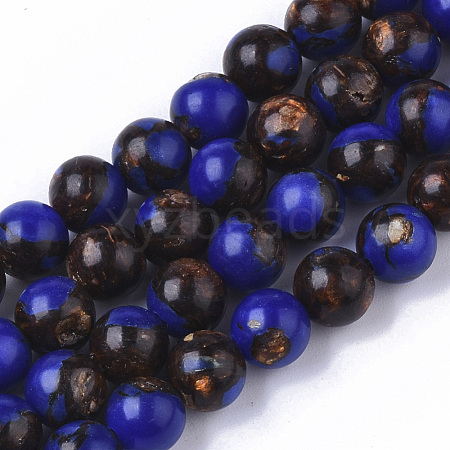 Assembled Bronzite and Natural Lapis Lazuli Beads Strands G-S366-026B-1