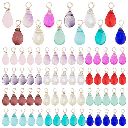   72Pcs 12 Color Transparent Glass Charms FIND-PH0010-97-1