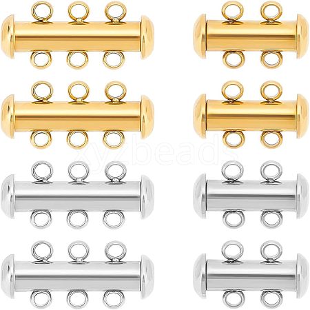 Unicraftale 8 Sets 4 Styles 304 Stainless Steel Slide Lock Clasps STAS-UN0037-32-1