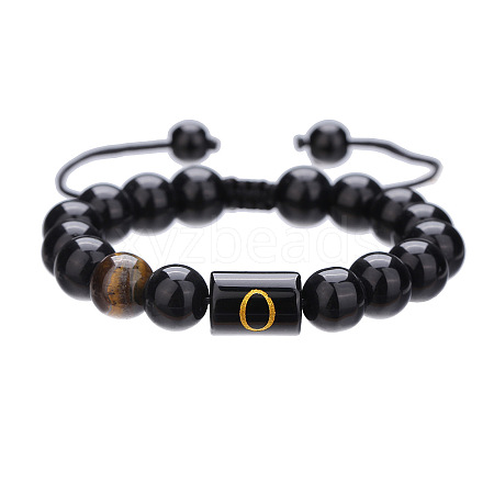 Adjustable Natural Tiger Eye and Glass Beaded Braided Bead Bracelets for Men Women FS-WGD7D76-15-1