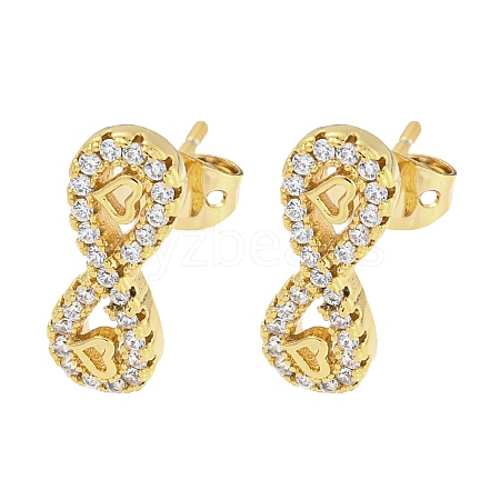 Brass Micro Pave Cubic Zirconia Ear Studs EJEW-P261-21G-1