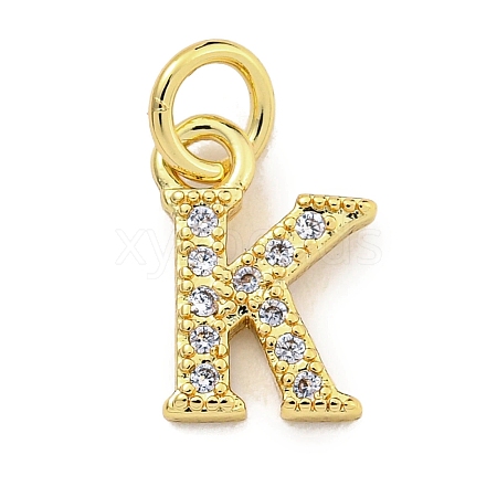 Initial Letter Brass with Cubic Zirconia Charms KK-Q814-26K-G-1