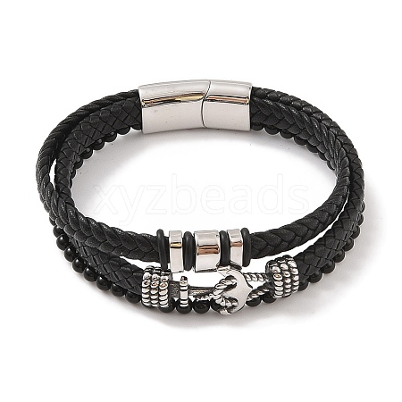 Braided Microfiber Leather Multi-strand Bracelets BJEW-B096-30B-1